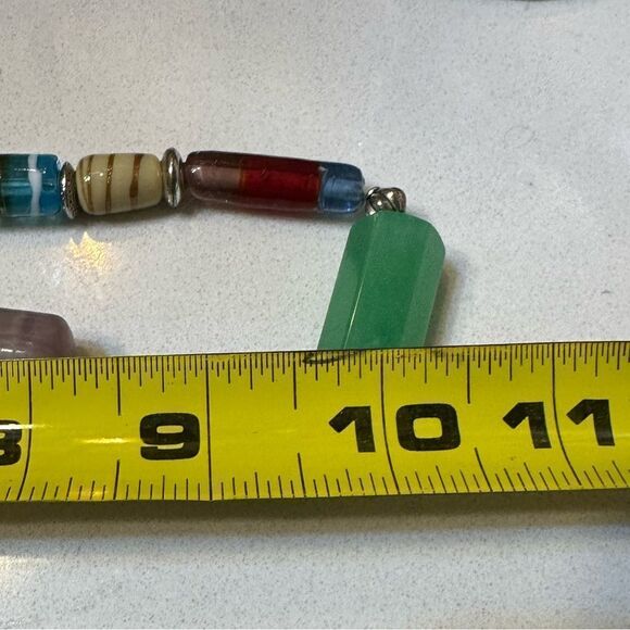 One of a Kind Handcrafted Murano Artisan VTG Glass Cylinder Beads Necklace 20” - Picture 5 of 5